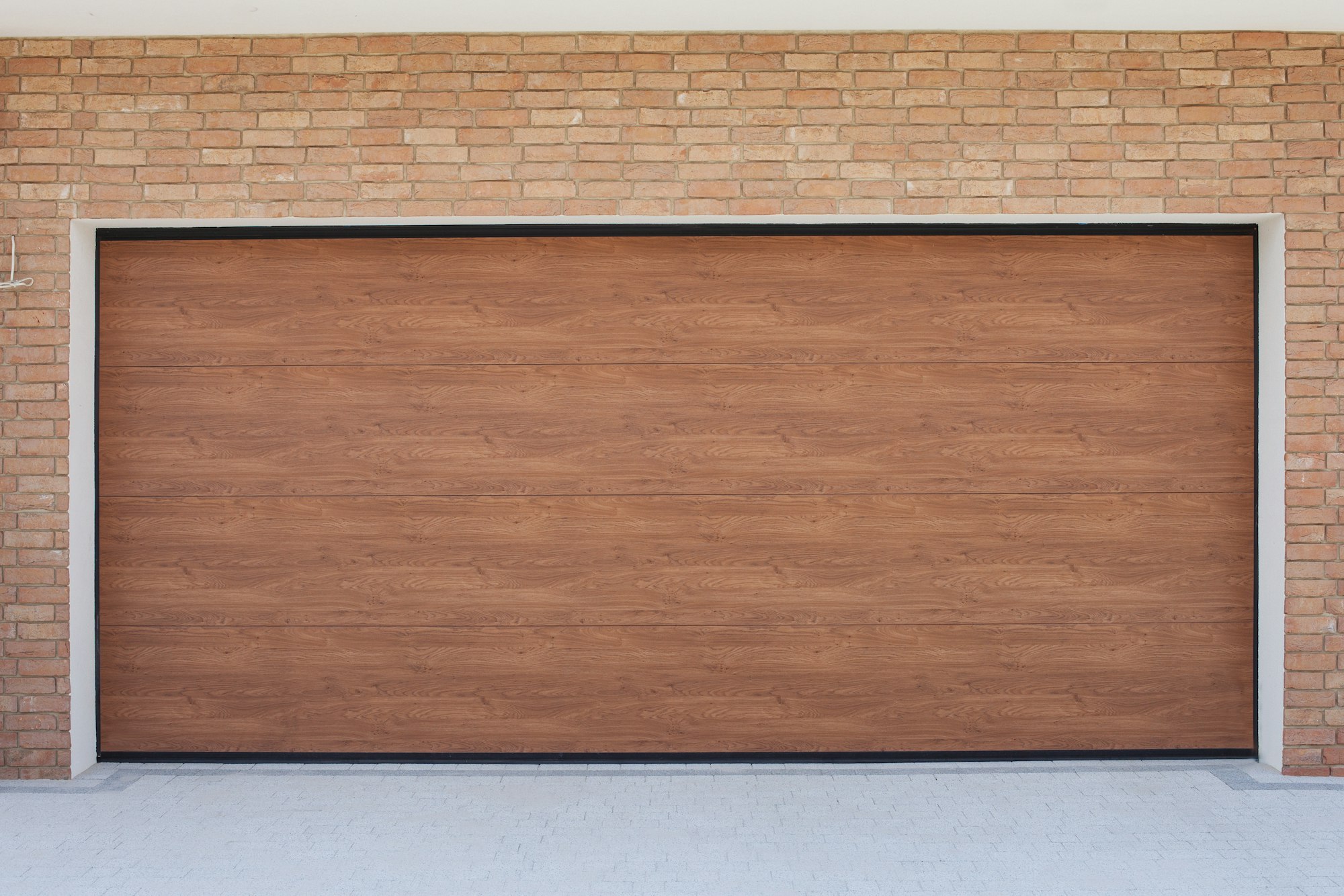 Closeup shot of brown sectional garage doors